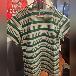 Green and White Striped Dress